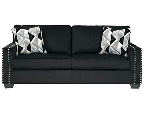 Signature Design by Ashley Gleston Glam Upholstered Sofa with Nailhead Trim, Black
