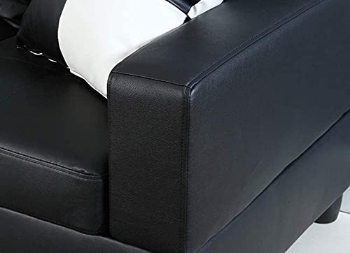 GAOJUCHUANG Faux Leather Sectional Sofa, Tufted Cushions for Home Living Room Furniture Set, Modern L-Shape Sofá PU Corner Couch W/Left Chaise Lounge & Storage Ottoman, Easy to Assemble (Black)