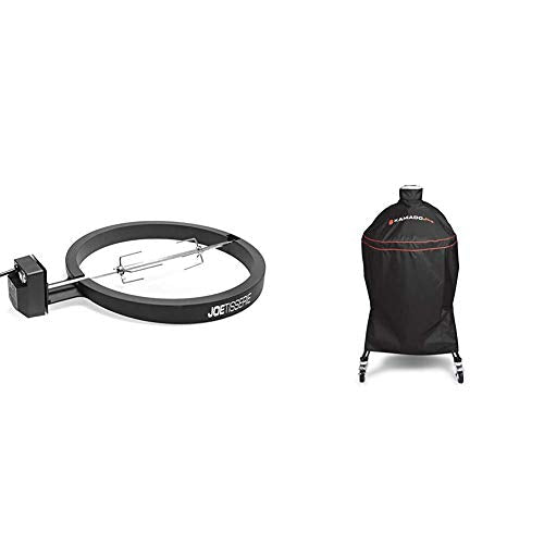 Kamado Joe KJ-TISSERIENA JoeTisserie Classic, One Size, Black & KJ-GC23BWFS Classic Joe Charcoal Grill Cover, Black
