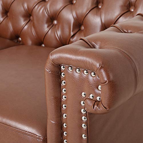 Christopher Knight Home Brinkhaven Love Seats, Cognac Brown + Espresso