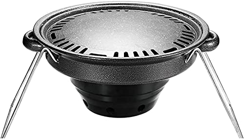 WDSZXH Portable Barbecues Outdoor Charcoal Grill Stove Picnic Charcoal Grill Bracket Barbecue Grill Easy Storage Grill Table BBQ Stove Cast Iron Grill (Color : Black(pan), Size : 32x21cm)