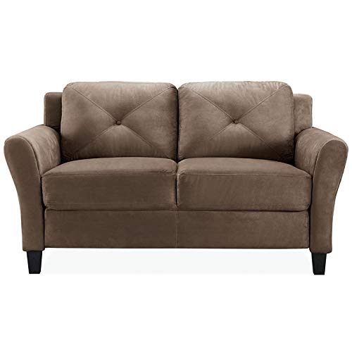 BOWERY HILL Microfiber Loveseat Couch in Light Brown