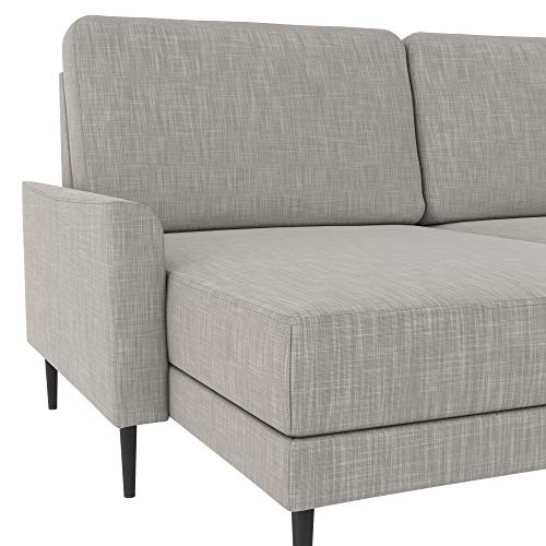 CosmoLiving by Cosmopolitan Francis Upholstered Sofa Sectional, Light Gray