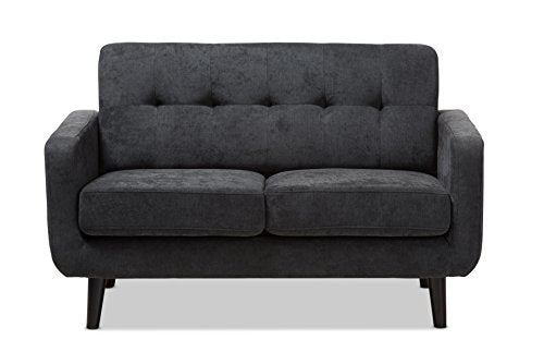 Baxton Studio Carmena Loveseat, Dark Grey
