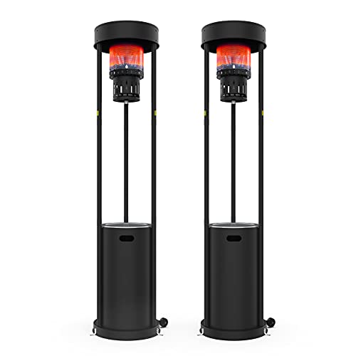 55,000 BTUs Outdoor Heaters 2 set for Patio Propane, Outdoor Patio Heaters with Wheels, Stainless Steel Propane Space Heaters, Garden Gas Heaters with Safety Ignition System, 15-Minute Assembly