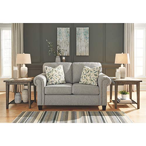 Signature Design by Ashley Alandari Upholstered Loveseat with 2 Accent Pillows, Gray
