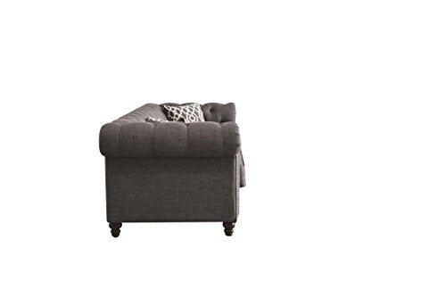 ACME Aurelia Gray Linen Sofa with 2 Pillows