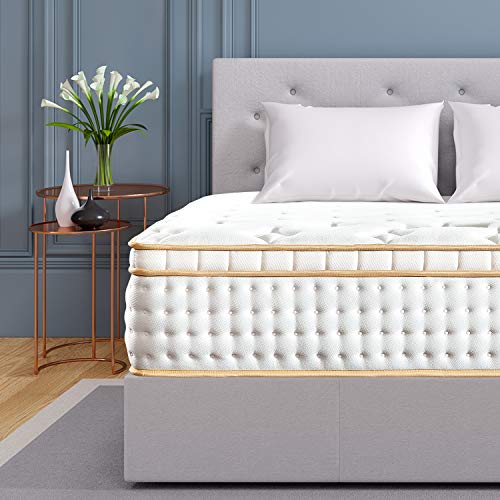 BedStory Queen Mattress, 12 Inch Hybrid Mattress Queen Size Medium Firm in a Box, Gel Infused Memory Foam Pocket Spring Coil Mattress, Double Bed Mattress Euro Top, CertiPUR-US Certified - White