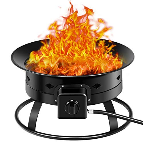 Supertech Outdoor Propane Gas Fire Pit 58,000BTU Firebowl Outdoor Portable Propane Gas Fire Pit