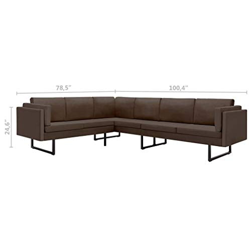 INLIFE Corner Sofa, L-Shaped 6-Seater Sofa Couch with Cushions and Pillows for Living Room, Home, Office Furniture 100.4