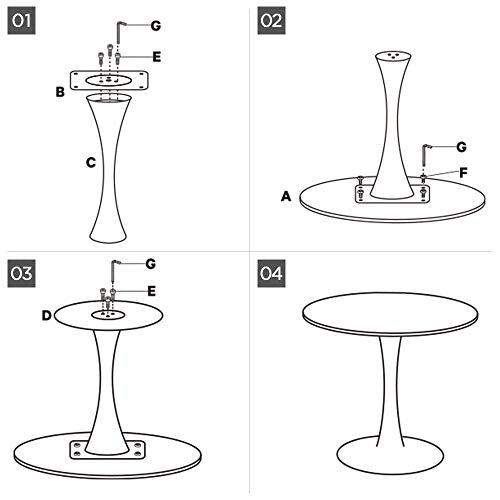 【Roomnhome】 Self-Assembly ∅31.5'' Round Table, Sturdy décor Table with a Combination of Iron Frame and 0.7'' Thickness MDF top White Round Table