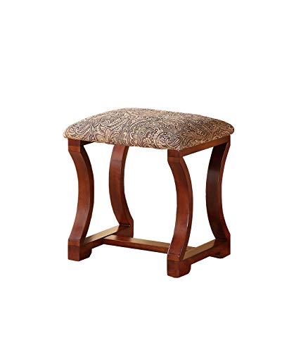 Poundex Bobkona Edna Vanity Set with Stool, Cherry