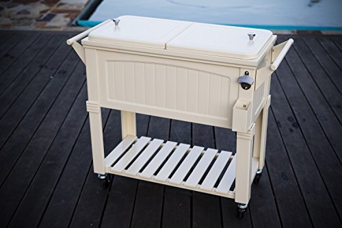 Permasteel PS-203F1-CREAM 80 Quart Patio Cooler with Insulated Basin, Stainless Steel