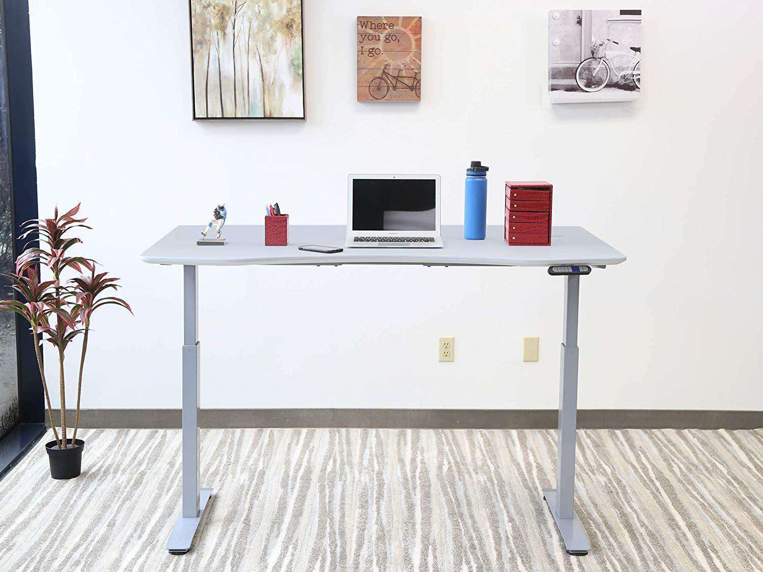 MotionWise SDD60G Manager Height Programmable Adjustable Electric Standing Desk in Dove Gray New