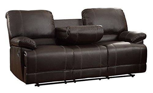 Homelegance Faux Leather Double Reclining Sofa, Brown