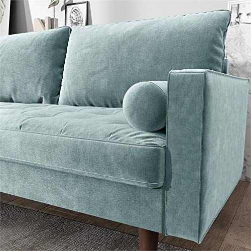 Kingway Furniture Velvet Genoa Living Room Loveseat in Grayish Cyan
