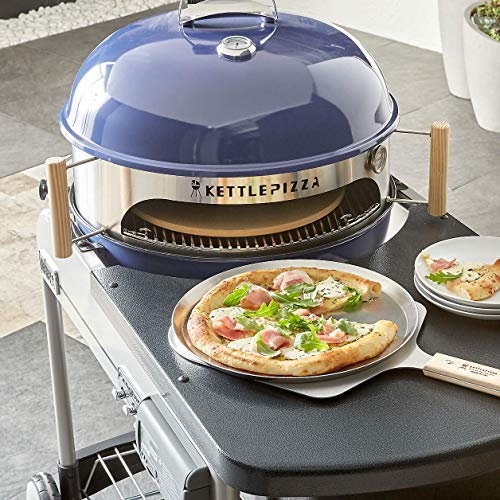 Made in USA KETTLEPIZZA Deluxe USA Pizza Oven Kit for Kettle Grills - Includes Stone and Metal Peel, KPDU-22