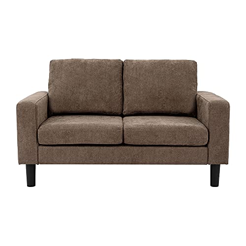 Modern Loveseat Sofa 2 Seater Sofa Couch Set for Small Space Living Room (Brown)