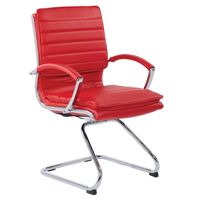 Faux Leather Chair in Red with Chrome Base