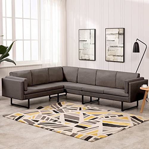 Sofas for Living Room, L-Shaped Fabric Sofa with Seat Cushions & Backrest Pillows, Corner Sofa Sectional Sofa Sets for Office, Living Room, Taupe