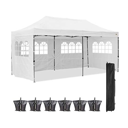 Diophros 10x20FT Pop up Canopy Tent, Instant Portable Folding Shelter Wedding Party Tent Outdoor Event Gazebos with 4 Removable Sidewalls (White)