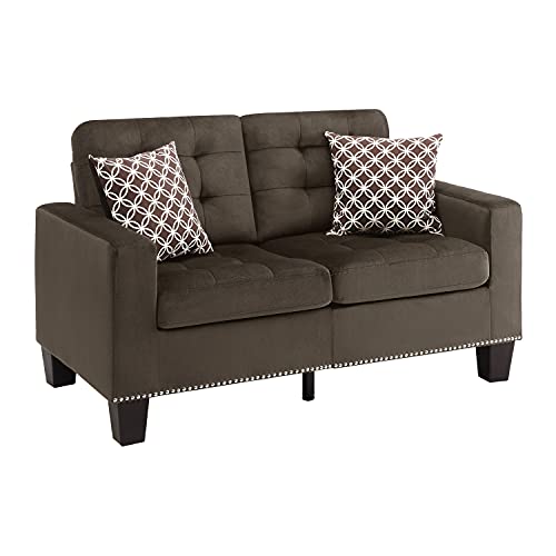 Lexicon Leighton Fabric Loveseat with 2 Pillows, 57
