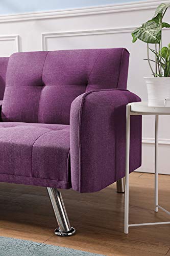 Tatub Futon Sofa Bed Sofabed, Twin, Dark Purple