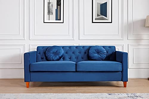 US Pride Furniture Velvet Tight Back Sofas, Dark Blue