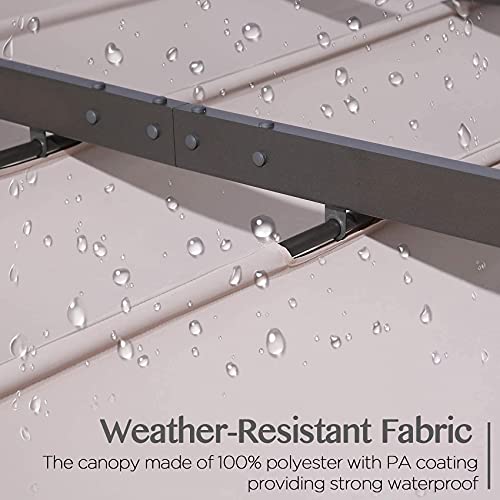 Patio Tree 10' x 13' Aluminum Pergola with Sun Shade Gazebo Beige Canopy, UV Resistant Fabric