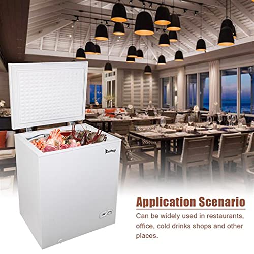 ZOKOP Deep Chest Freezer 5.0 CU. FT, Small Freezer Chest Freestanding, Quiet Compact Freezer, with Adjustable Thermostat Control&Removable Wire Basket, White