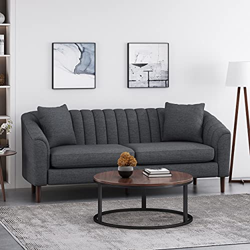 Christopher Knight Home Ansonia Sofas, Charcoal + Dark Walnut