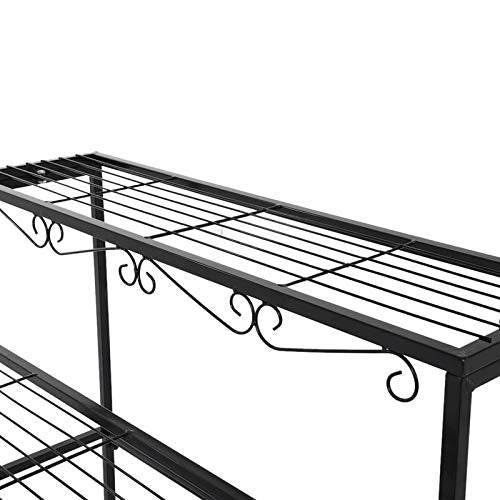 [US Stock] Bamboo/Metal Plant Stand, Multi-Tier Wood Plant Stand Planter Rack Flower Pots Holder Display,for Yard Garden Patio Balcony ,Flower Pots Holder, Plant Display Rack, Stand Shelf (C- 3 Tier)