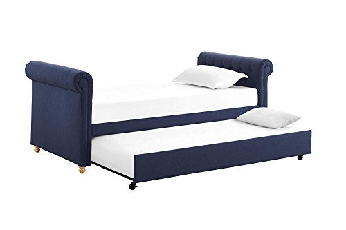 DHP Sophia Upholstered Daybed/Sofa Bed with Trundle, Twin Size Frame, Blue