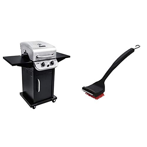 Char-Broil 463673519 Performance Series 2-Burner Cabinet Liquid Propane Gas Grill, Stainless Steel & 8666894 SAFER Replaceable Head Nylon Bristle Grill Brush with Cool Clean Technology, One Size