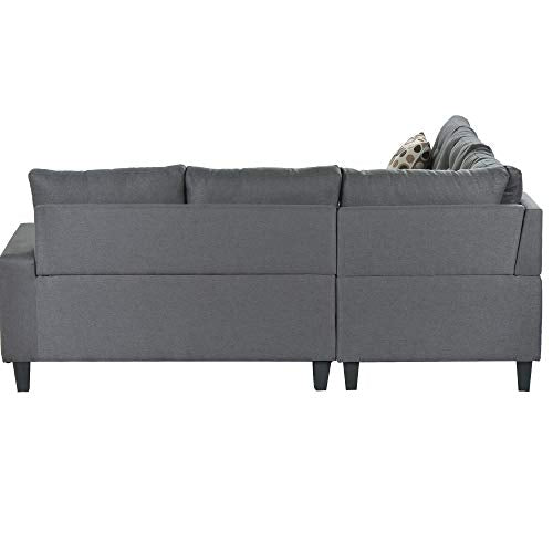 Sectional Sofa with Ottoman, Modern Soft Convertible Sofa Couch, Living Room Furniture Sofa Sets (Grey)