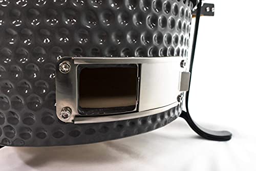 VESSILS Kamado Charcoal BBQ Grill – Heavy Duty Ceramic Barbecue Smoker and Roaster with Built-in Thermometer and Stainless Steel Grate