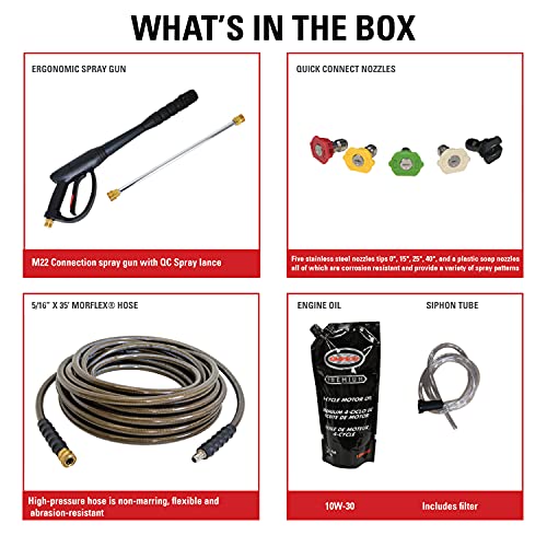 SIMPSON Cleaning ALH3425 Aluminum Gas Pressure Washer Powered by Honda GX200, 3600 PSI @ 2.5 GPM, Black & Red