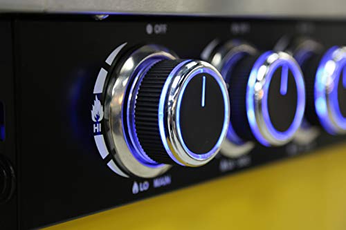 Monument Grills 4 Burner Propane Gas Grill, Black ,LED Controls,Side Burner,USB Light-13892