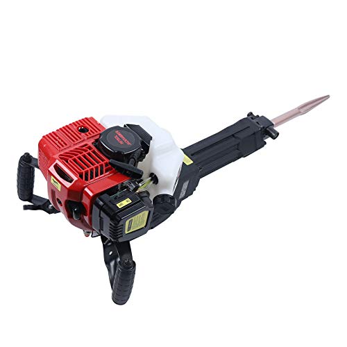 DNYSYSJ 52CC Heavy Duty Concrete Breaker Multifunctional Gasoline Lifting Hammer 2-Stroke Gas Demolition Jack with Funnel Mixing Pot Handle and Fuel Tank Perspective Hole 1500BPM 6500r/Min