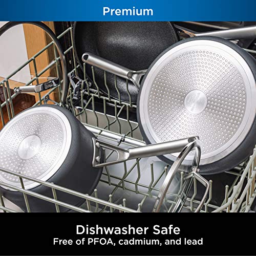 Ninja Foodi NeverStick Premium Hard-Anodized 12-Piece Cookware Set, nonstick, durable, oven safe to 500°F, slate grey, C39800