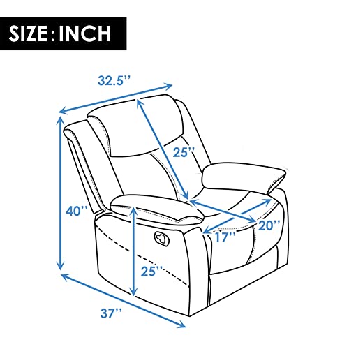 PSHYD Sectional Sofa PU Leather Reclining Living Room Sofa, Manual Recliner Chair for Living Room （Recliner Chair） Living Room Sets Furniture