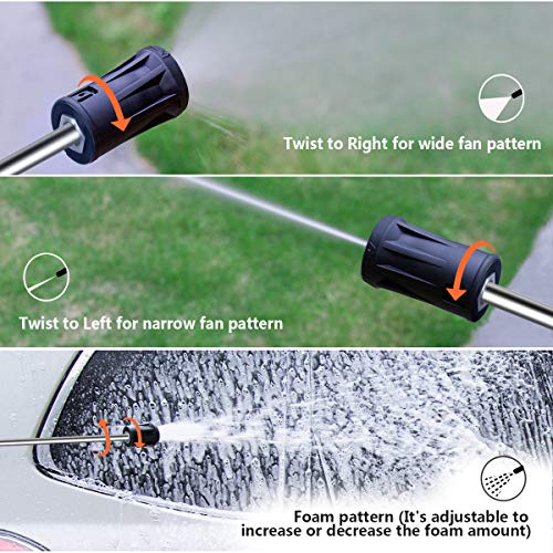 ROOJER 1800W Electric Pressure Washer High Pressure Power Washer Machine Car Washer with Power Hose Gun Turbo Wand 5 Interchangeable Nozzles Max 3500 PSI 2.6 GPM