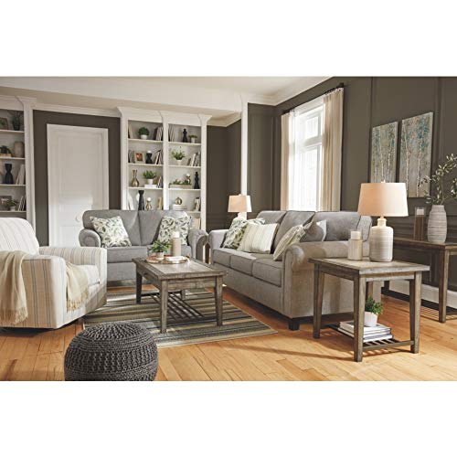 Signature Design by Ashley Alandari Upholstered Loveseat with 2 Accent Pillows, Gray
