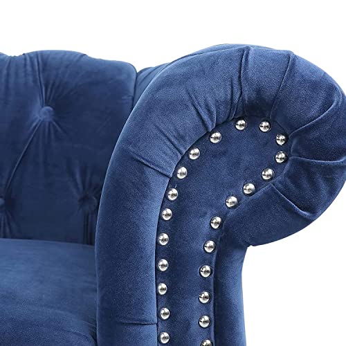 Chesterfield Sofa Couch with Velvet Upholstered Seat Cushions and Button Tufted Back, 84