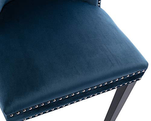 Chairus Velvet Dining Chairs Upholstered, Elegant Tufted Chair with Nailed Trim Set of 2 - Navy Blue