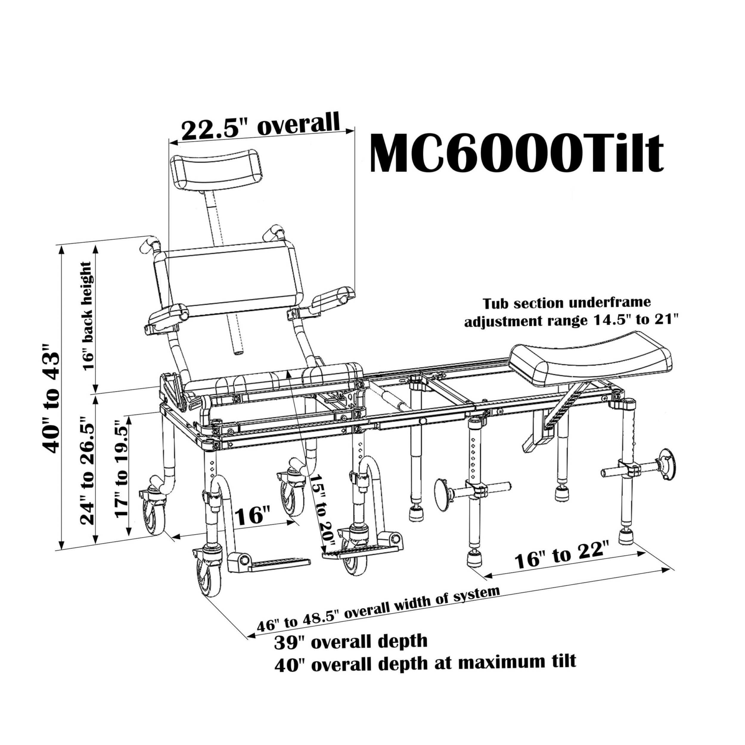 Nuprodx Multichair 6000Tilt Tub/Commode Slider System with Tilt-in-space