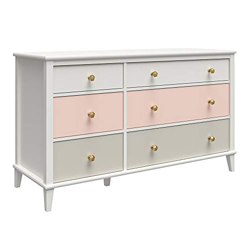 Little Seeds Monarch Hill Poppy White 6, Peach and Taupe Drawers Dresser, Pink