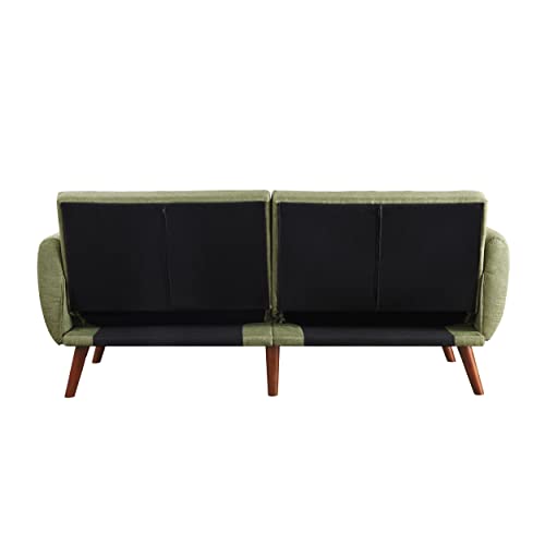 Futon Sofa, HABITRIO Solid Wooden Frame Linen Fabric Upholstered 3 Seater Sofa Couch, Adjustable Sleeper Sofa Bed for Living Room, Bedroom, Office, 76