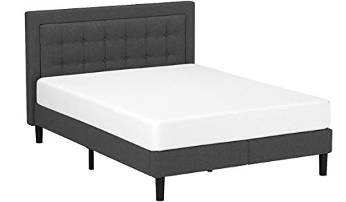 Zinus Dachelle Upholstered Platform Bed Frame / Mattress Foundation / Wood Slat Support / No Box Spring Needed / Easy Assembly, Queen, Platform Bed Only, Dark Grey