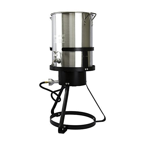 CHARD TFPD30A, Aluminum Fryer Pack with Spigot, Silver Cast Iron, 30 quart